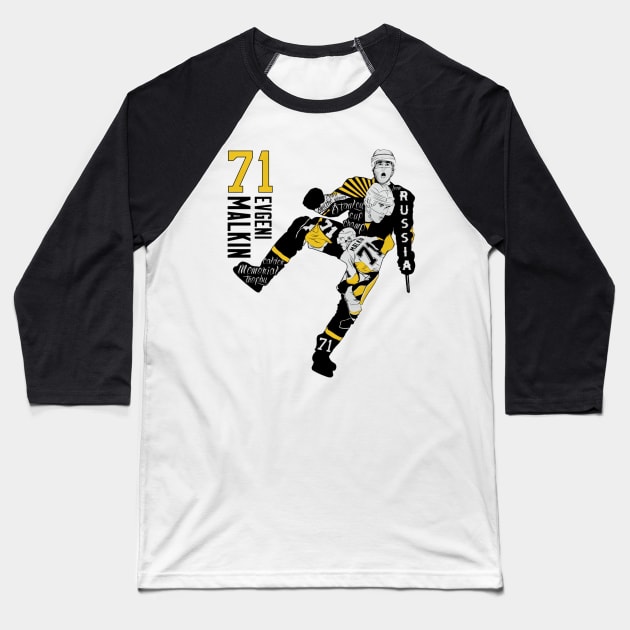 Evgeni Malkin Pittsburgh Mix Baseball T-Shirt by stevenmsparks
